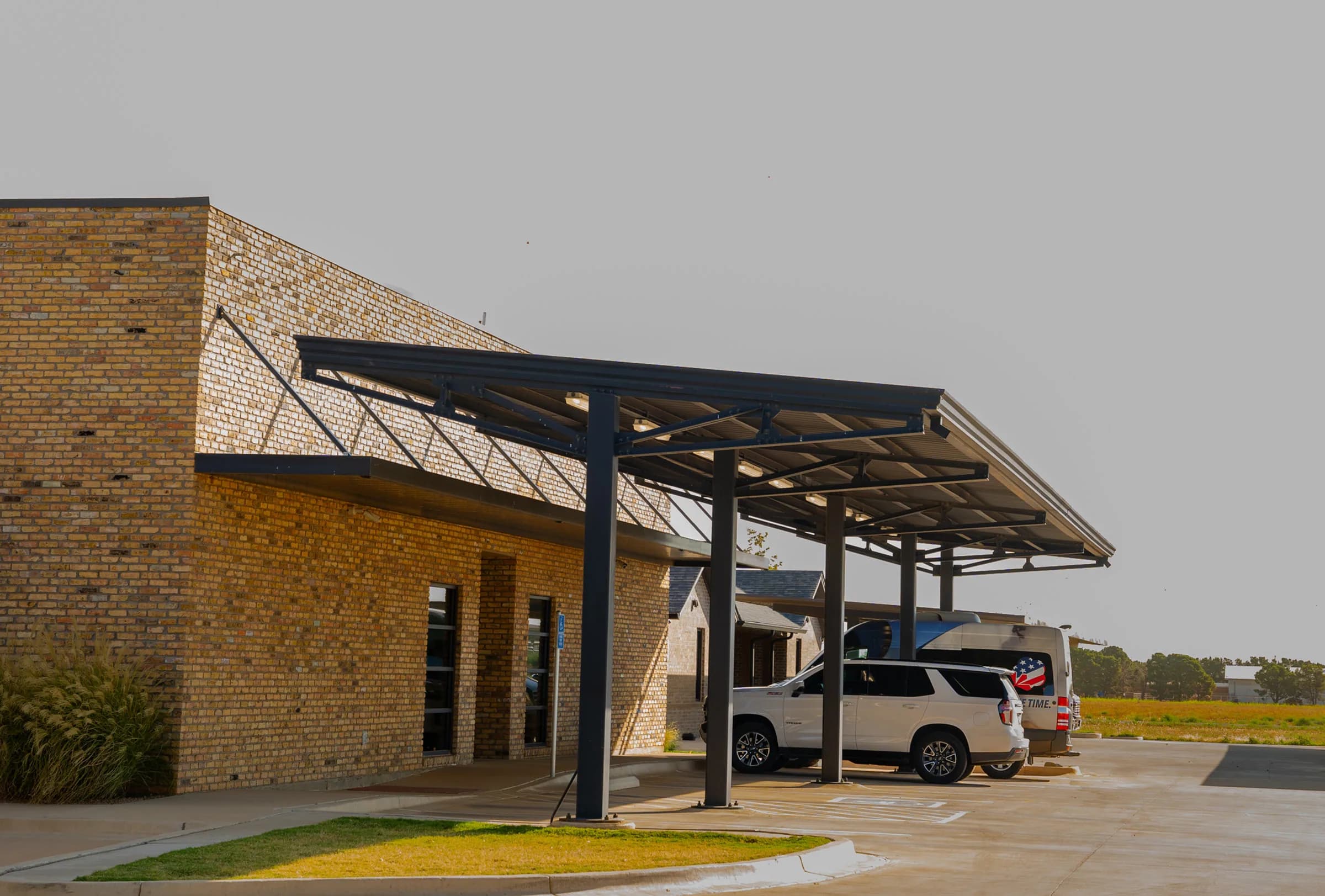 Finished carport canopy line